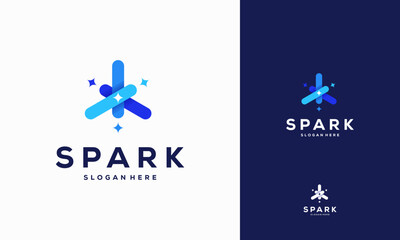Spark logo design concept vector illustration, Modern Line Star logo designs template