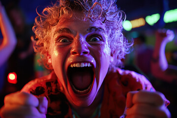 Over shoulder view captures lively moment where prankster hands their friend fake winning lottery ticket, just before excitement of reveal