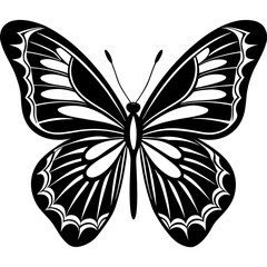 Minimalist Flying Butterfly Silhouette Vector | Graceful Winged Insect