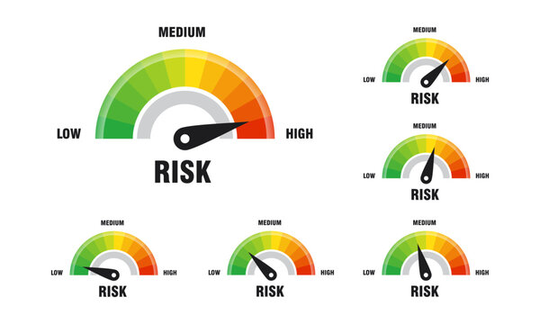 Set of High risk concept on speedometer vector illustration, Speedometer icon. Colorful infographic gauge element vector