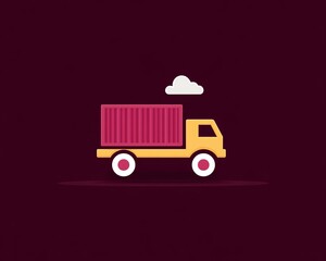 Global logistics challenge concept, A vibrant illustration of a truck with a container vehicle.