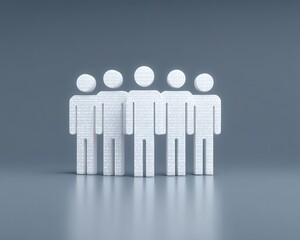 Digital trade barriers concept, Silhouetted figures representing a diverse group of individuals in a neutral setting.
