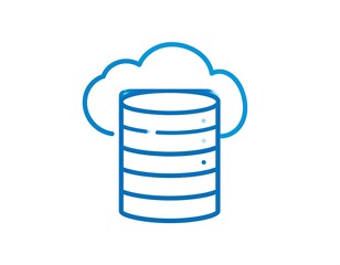 Cloud database icon, gradient blue lines