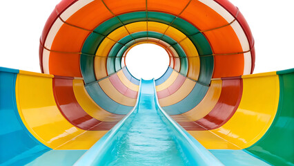 Obraz premium colorful water slide spiral tube tunnel isolated on transparent background. summer child kid aqua park amusement holiday entertainment equipment active ride game attraction