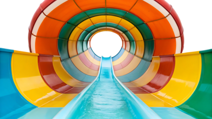 colorful water slide spiral tube tunnel isolated on transparent background. summer child kid aqua park amusement holiday entertainment equipment active ride game attraction