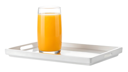 freshly squeezed orange juice in a glass on a white background isolated tray