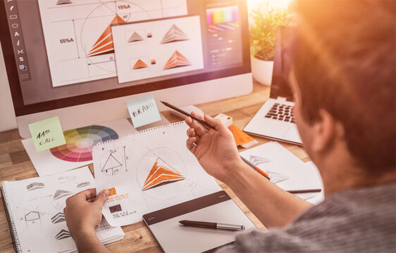 Graphic Designer Drawing Sketches Logo Design Business