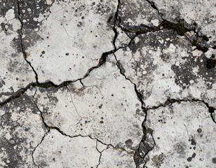 Obraz premium weathered concrete with irregular cracks and deep dark moisture stains on rough surface