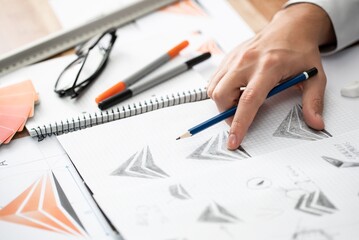 Graphic Designer Drawing Sketches Logo Design Business