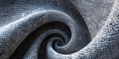 Spiraling fabric texture with intricate woven patterns and rich blue shades
