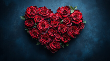 Heart of Red Roses on Dark Background (1)