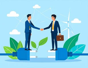 Obraz premium Business collaboration in sustainable energy