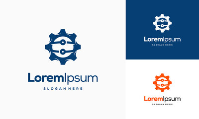 Gear Tech logo designs concept vector, Techno Gear logo Mechanic symbol