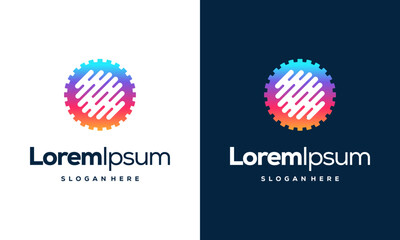 Gear Tech logo designs concept vector, Techno Gear logo Mechanic symbol