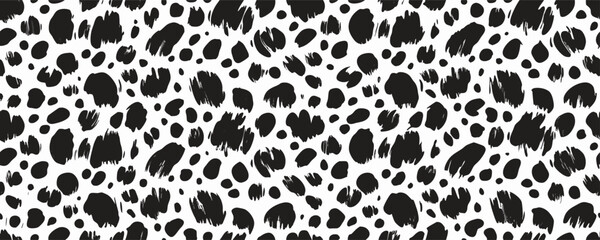 Abstract Black and White Dalmatian Spot Pattern Seamless Texture