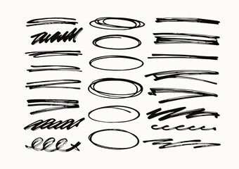 Hand-drawn underlines, circles, and scribbles: design elements