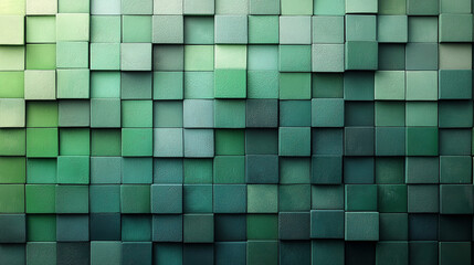Abstract green cubic wall pattern