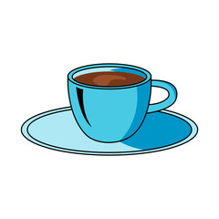 Blue Coffee Cup on Saucer – Vector Illustration. Clean and modern cartoon design, perfect for menus, coffee shop branding, beverage icons, breakfast visuals, or digital content.