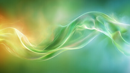 Naklejka premium Abstract flowing waves of color; vibrant green and yellow; ethereal background