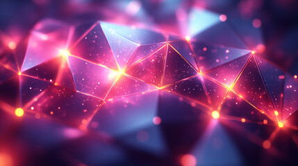 Abstract geometric design with glowing facets