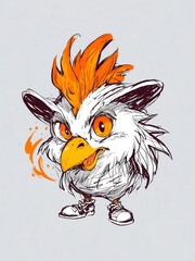 Fiery Chick: A Cartoon Bird Illustration