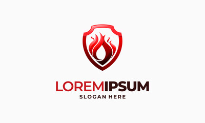 Modern Fire Shield logo template designs, Shield logo designs symbol