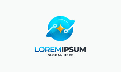 Modern World Tech Logo Design Template vector