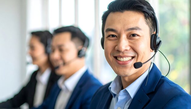 Business people in a call center