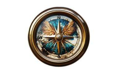 Shiny metal compass emoji icon featuring a polished reflective texture isolated on transparent background PNG