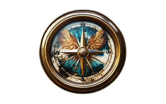 Shiny metal compass emoji icon featuring a polished reflective texture isolated on transparent background PNG