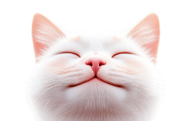 Cute cat face emoji smiling warmly with rosy pink cheeks and bright expressive eyes isolated on transparent background PNG