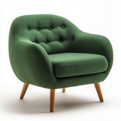 Green Upholstered Armchair with Wooden Legs furniture