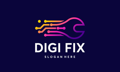 Modern Digital Fix Logo template designs with wire symbol, Digital Fix Wallpaper
