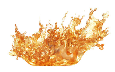 Artistic depiction of liquid gold frozen in time resembling a molten lava explosion isolated on transparent background PNG