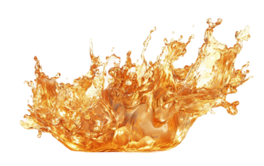Artistic depiction of liquid gold frozen in time resembling a molten lava explosion isolated on transparent background PNG