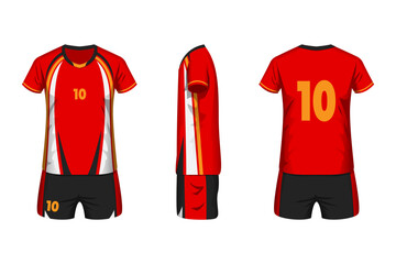Volleyball jersey mockup editable color with front, side and back view.