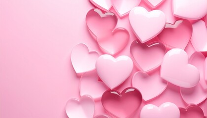 Cute Girly Pink Background with Floating 3D Hearts