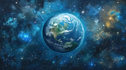 Obraz premium Earth in a vibrant cosmic backdrop