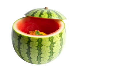 Watermelon Holds Fruit Salad, Displays Freshness, Showcases Healthy Eating, on Transparent Background