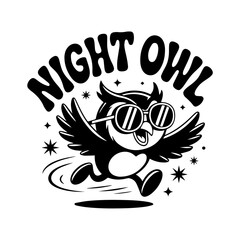 Fototapeta premium Cute running owl artwork showing speed and energy. Great for children’s designs, merchandise, or digital content focused on birds, humor, and motion.