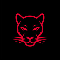 Red outline of a panther's head with glowing eyes, centered on a black background.