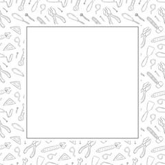 construction frame. doodle construction tool square frame. hand drawn construction frame background. construction tool background