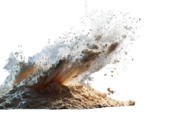 Dynamic powder explosion captures energetic motion and fine particulate detail, perfect for impactful visual effects and scientific concepts.