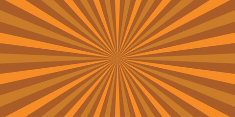 Obraz premium Orange and brown sunburst background vector illustration with geometric radial beams for retro design and graphic elements