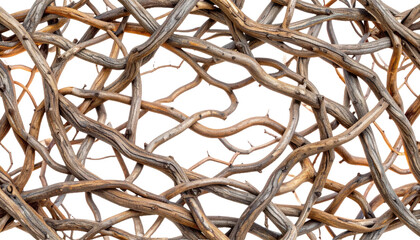 Twisted woody branches abstract shape PNG