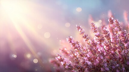 Lavender blossoms in soft sunlight