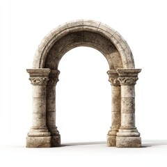 Obraz premium Ancient stone archway with columns isolated on white background