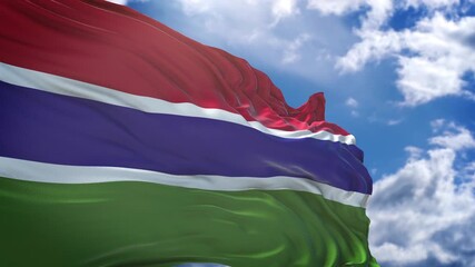 flag of Gambia. close up of the Gambia flag. Gambia flag endless loop.