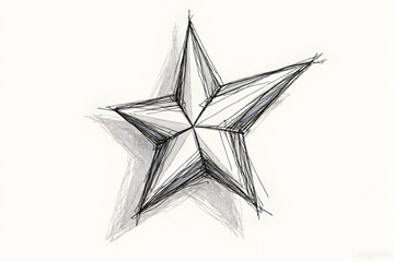 Obraz premium Five Point Star Sketch on Paper with Shading
