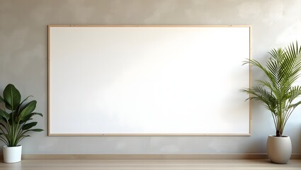 Display Mockup: Blank Whiteboard in Marmer Wall